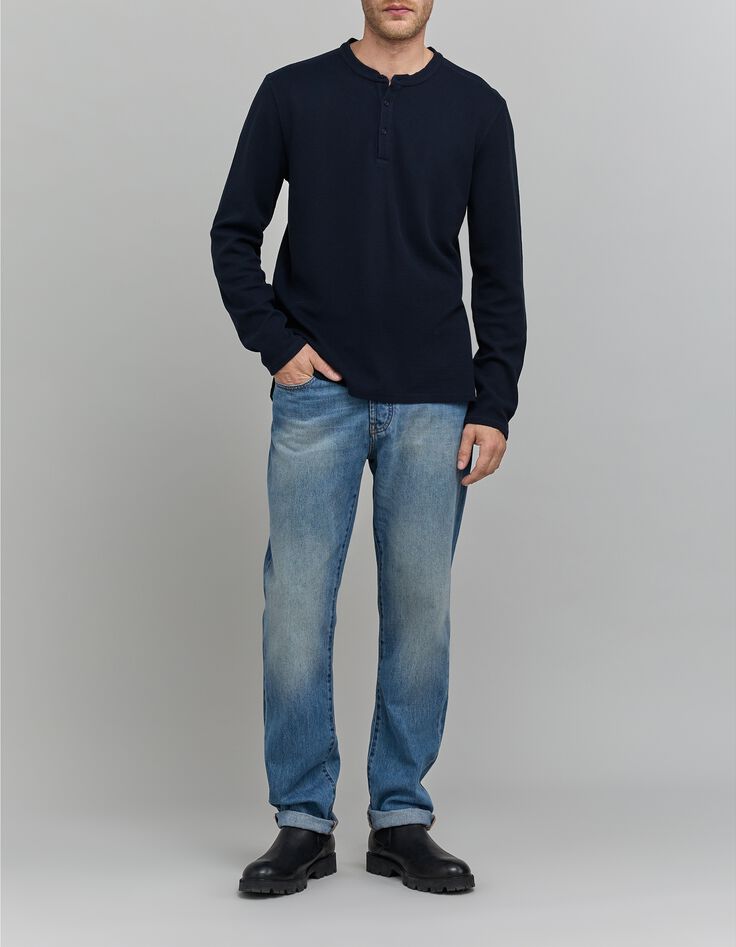 Men's navy embossed mesh T-shirt-2