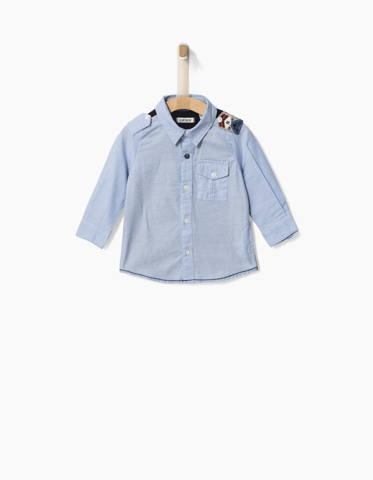 Chemise bleu ciel bi-matière bébé garçon-2