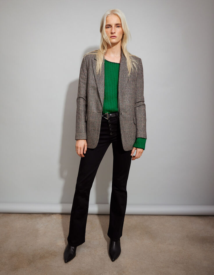Grof gebreide groene trui met mohair dames-1