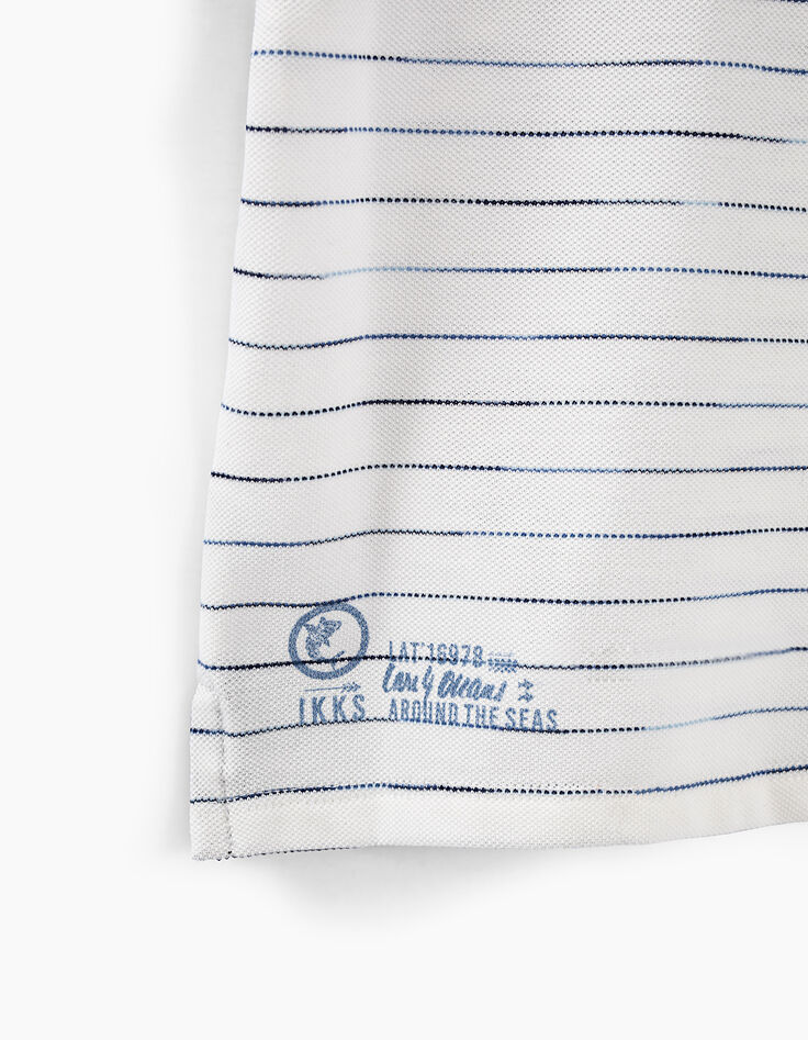 Polo blanco roto con rayas azules niño -7