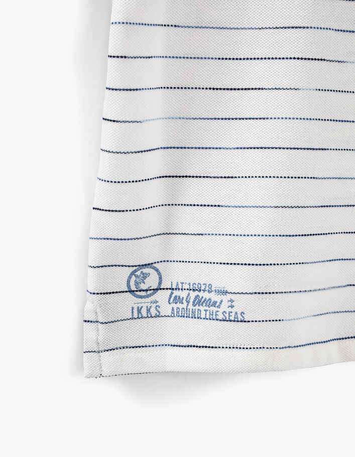 Boys’ off-white polo shirt with blue stripes - IKKS