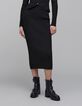 Women's black rib-knit tube skirt-2