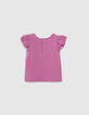 Babymädchen-T-Shirt, Malve, Biobaumwolle, Ethno-Stickmotiv-3