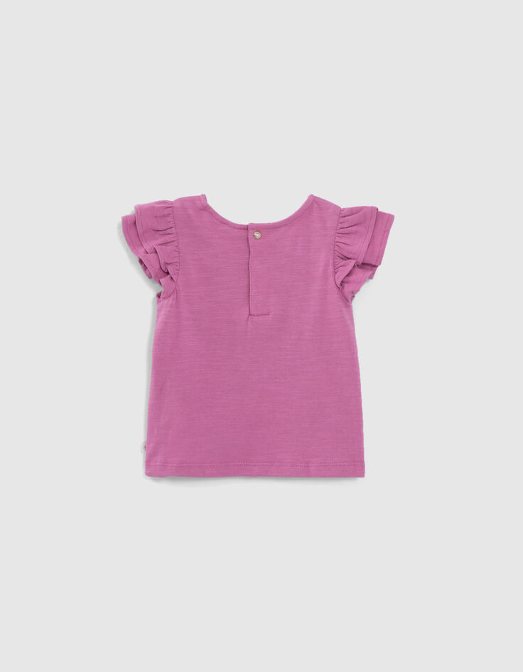 Babymädchen-T-Shirt, Malve, Biobaumwolle, Ethno-Stickmotiv-3