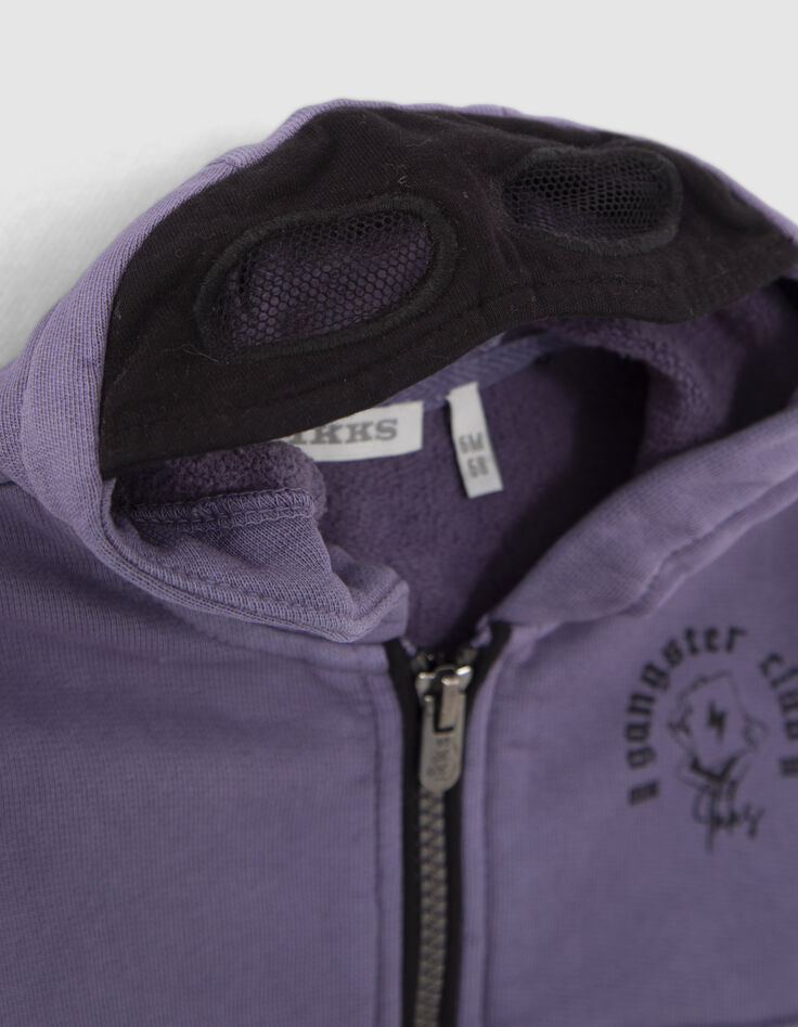 Baby boys’ violet hooded cardigan with print on back-7