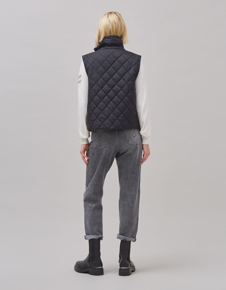 Gewatteerd zwart PUFFERJAS voor dames-3