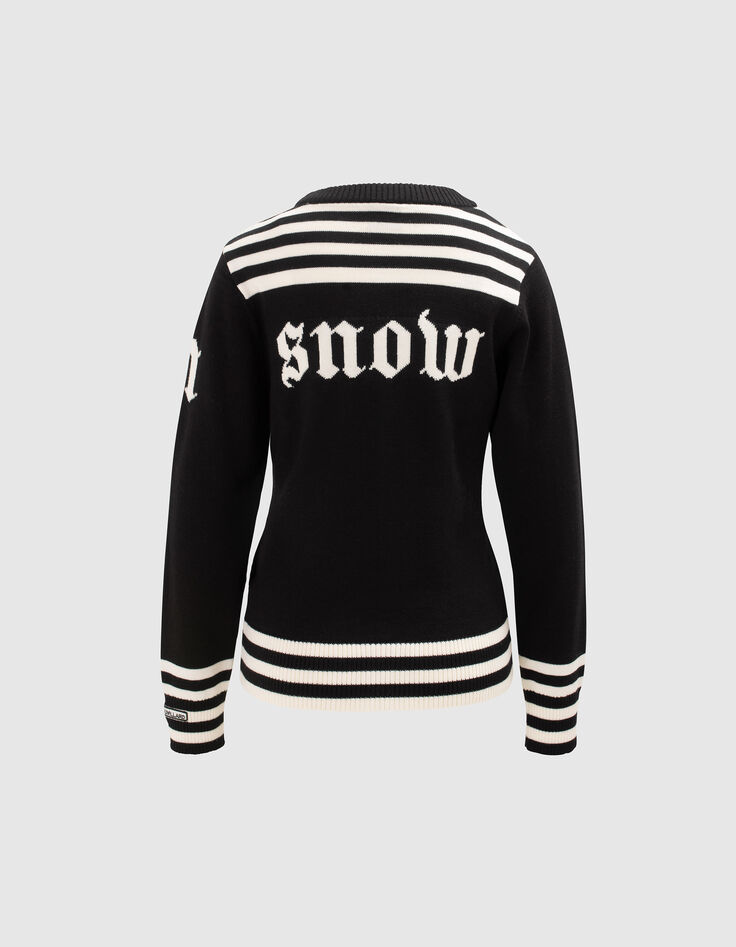 Women&rsquo;s black knit Rock slogan IKKS x DUVILLARD sweater-7