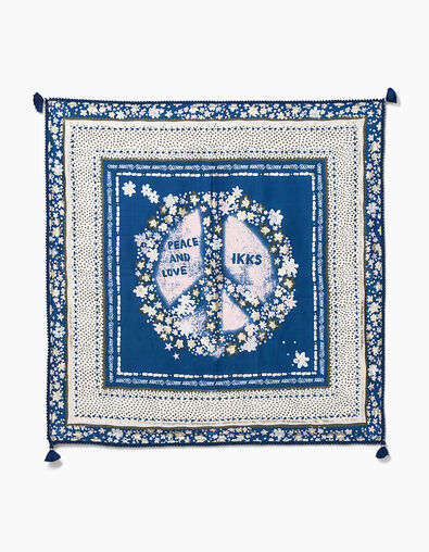 Chèche indigo Peace & Love avec fleurs fille - IKKS