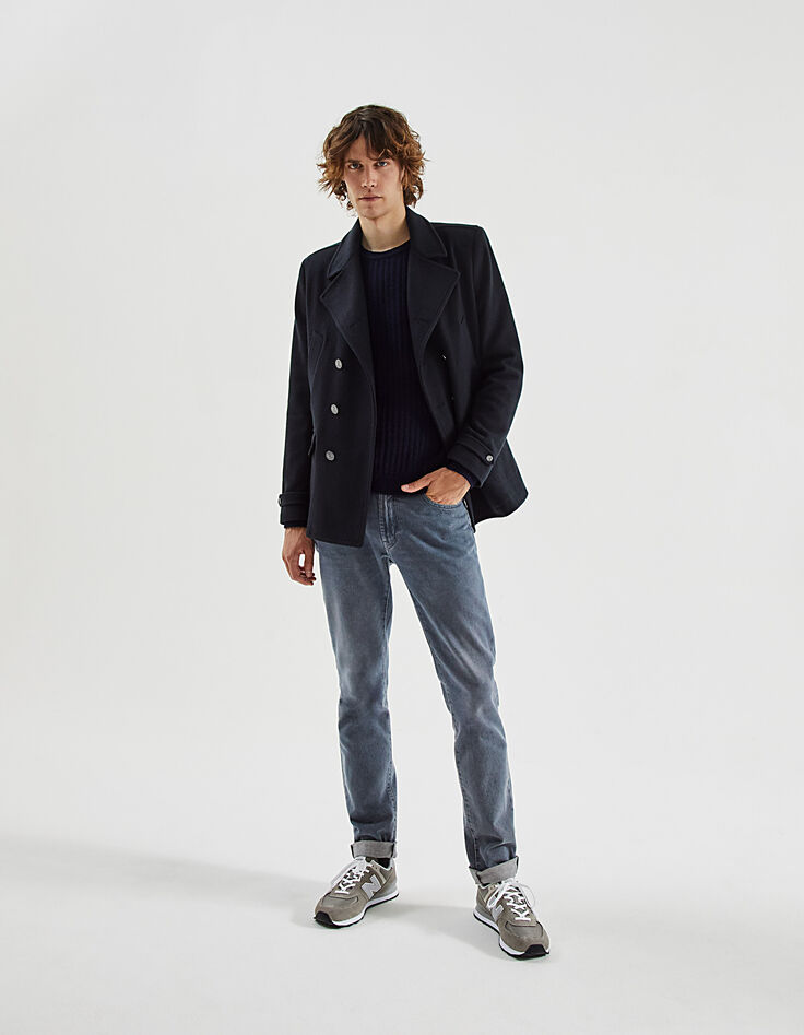 Pull marine tricot avec boutons épaules Homme-6