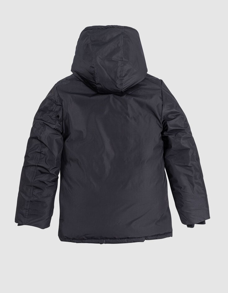 Parka negra 2 en 1 de niño con plumón de terciopelo-4 Parka negra 2 en 1 de niño con plumón de terciopelo-4