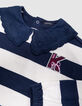 T-shirt marinière marine rayé écru col brodé fille-8