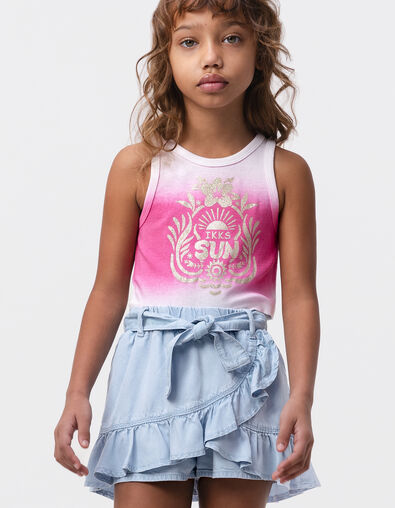 Débardeur rose effet deep dye message pailleté fille - IKKS
