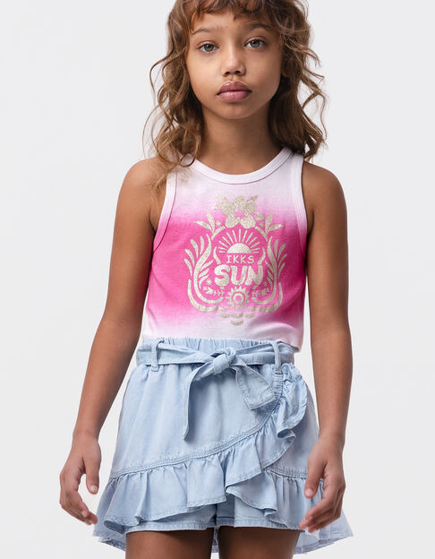 Débardeur rose effet deep dye message pailleté fille - IKKS