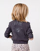 Kort grijs jasje maxi borduursel rug meisjes-2