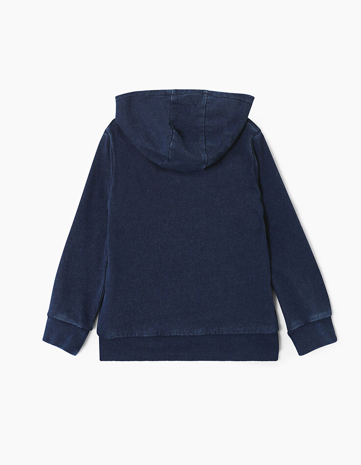 Cardigan indigo à patch army bouclette garçon -4