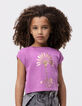 T-shirt violet coton bio palmier-tigre copper fille-1