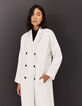 Manteau long écru en drap de laine mélangé femme-1