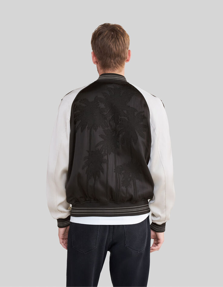 Cazadora teddy negro bicolor y bordados hombre-3