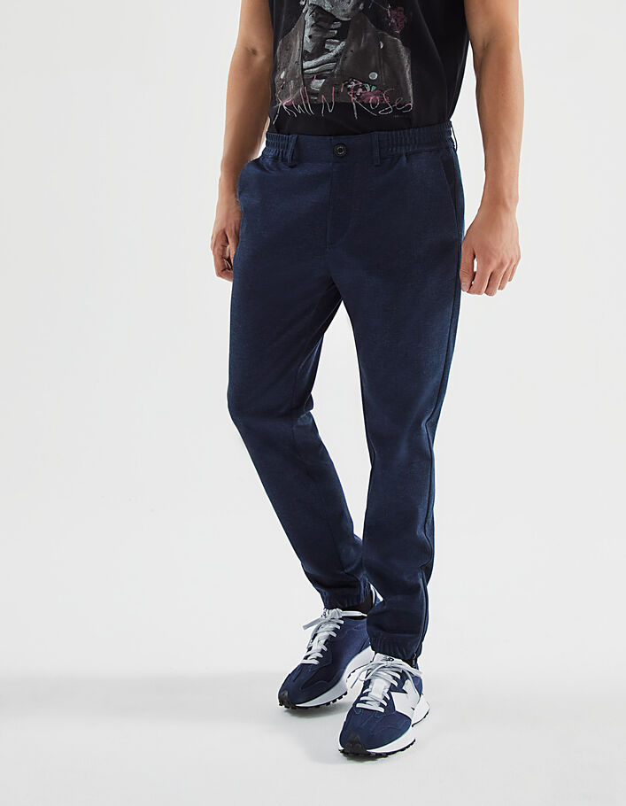 Men’s navy DRY FAST SLIM joggers with zip-up bottoms-2