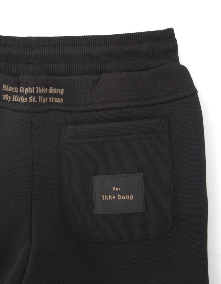 Boys&rsquo; black sweatshirt fabric joggers with print on back-6