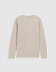 Pull manches longues beige tricot moulin&eacute; Homme-6