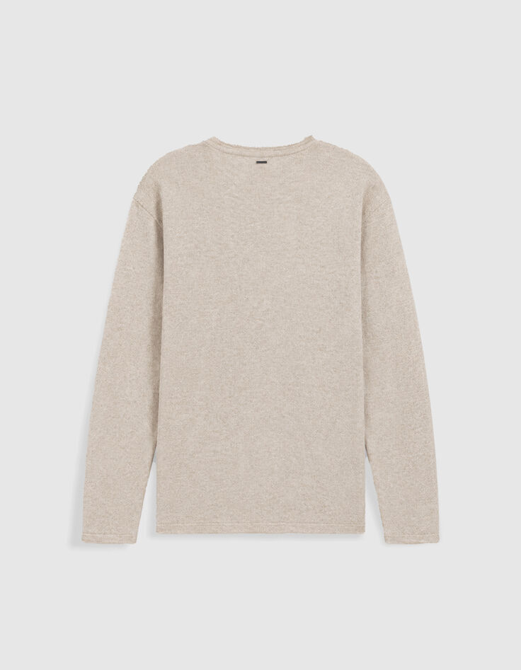 Pull manches longues beige tricot moulin&eacute; Homme-6