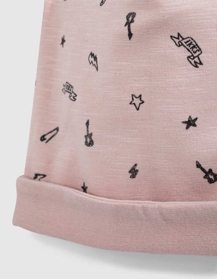 Rosa Babywendemütze mit Rocker-Print aus Biobaumwolle-7