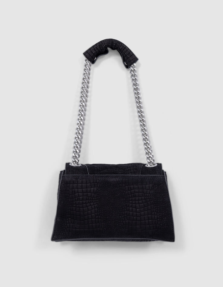 Bolso THE 1. ANIMALS cuero negro repujado efecto cocodrilo Talla M-3