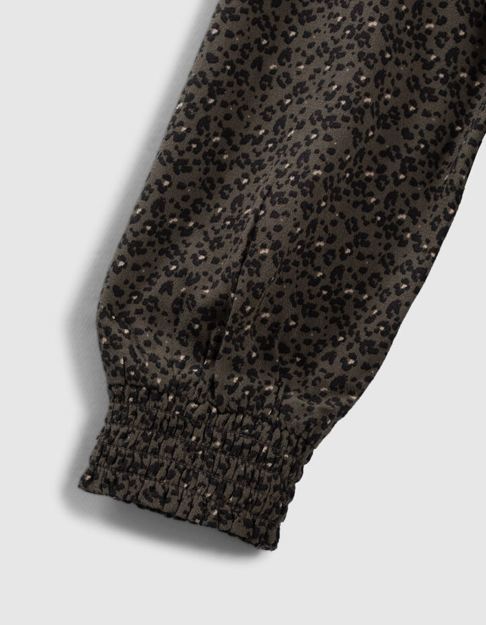 Khaki Mädchenkleid LENZING™ ECOVERO™ mit Leopardentupfen-6
