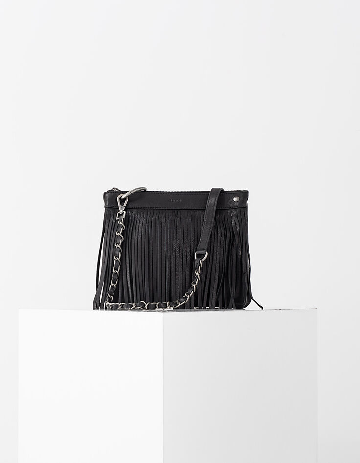 Damenledertasche The Reporter mit zwei Fächern, Schwarz-1