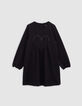 Girl's black sequined embroidered heart dress-4