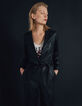Women&rsquo;s black lambskin leather long jumpsuit-6