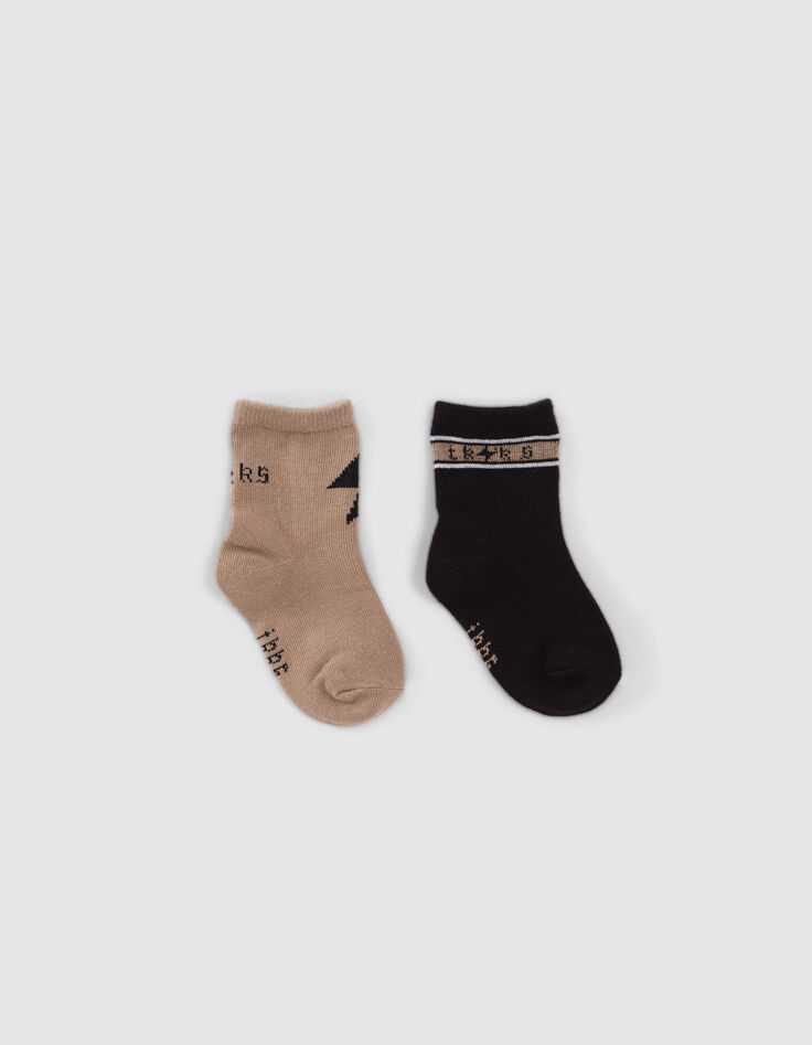 Calcetines negro y beige bebé niño-1