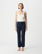 Jean droit bleu foncé powerstretch cropped Femme-2