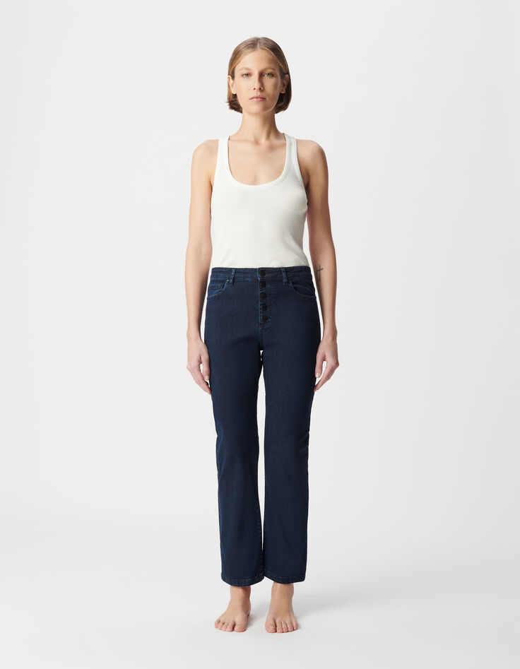 Jean droit bleu foncé powerstretch cropped Femme-2