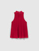 Top groseille recyclé plissé emmanchures américaines Femme-2