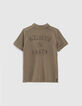 Boys’ dark khaki letter embroidery organic polo shirt-3