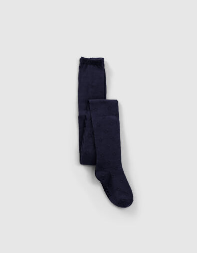 Girls&rsquo; navy openwork knit tights with star motifs - IKKS