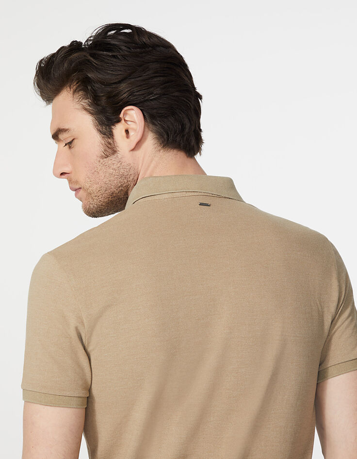 Men’s light beige piqué polo shirt-5