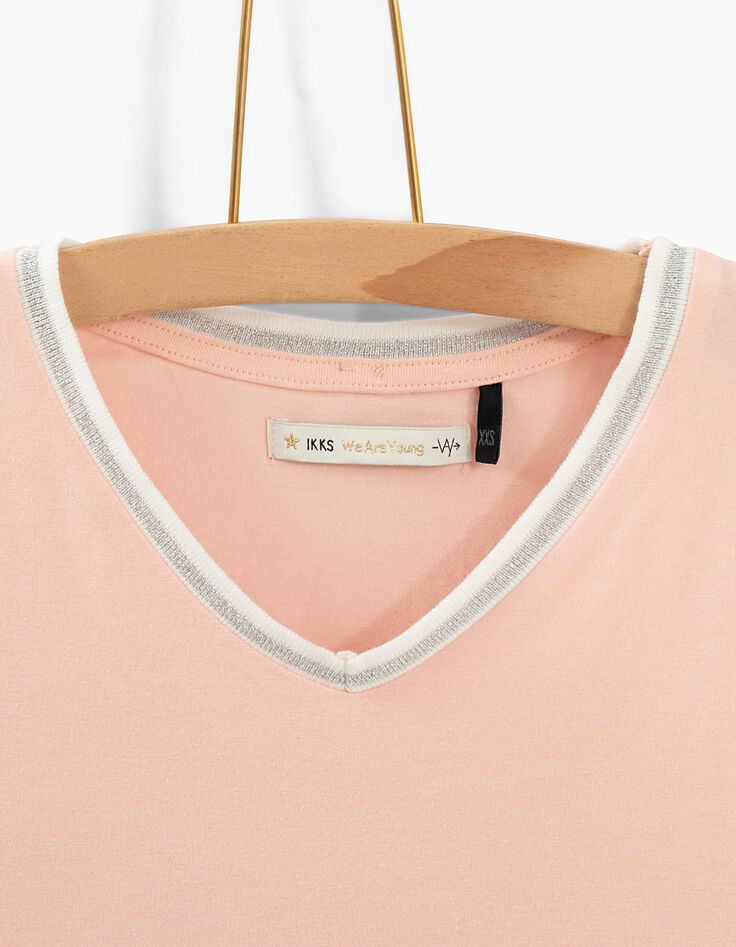 Camiseta cropped rosa pastel borde acanalado niña-3 Camiseta cropped rosa pastel borde acanalado niña-3