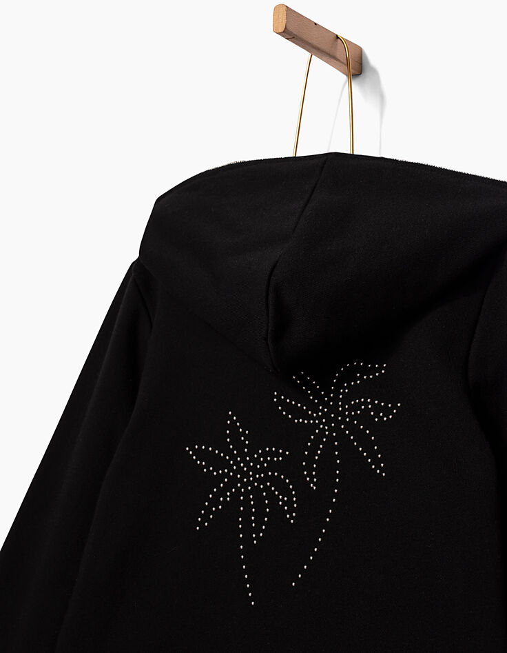 Cardigan noir avec palmiers clous au dos fille-3
