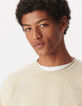 Pull manches longues beige tricot moulin&eacute; Homme-4