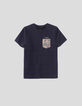 T-shirt marine poche à motif garçon-1