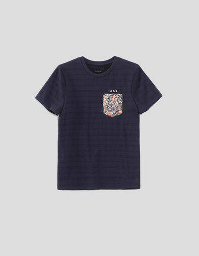 T-shirt marine poche à motif garçon - IKKS