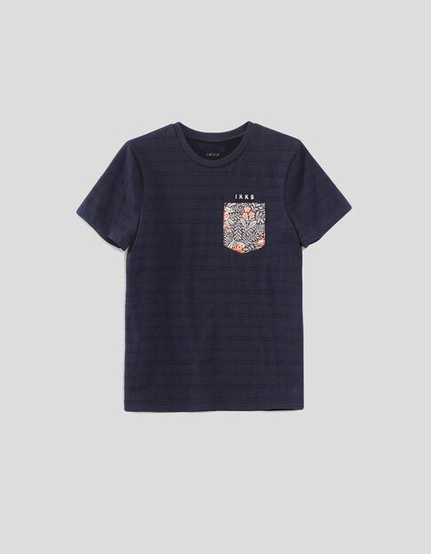 T-shirt marine poche à motif garçon - IKKS