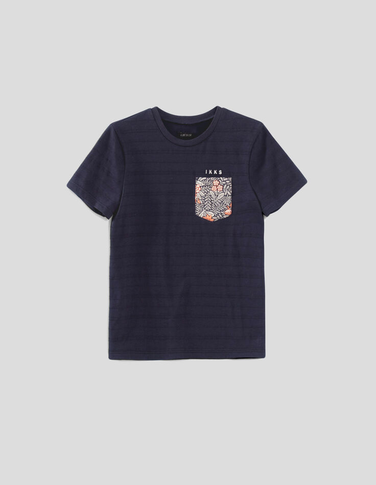 T-shirt marine poche à motif garçon-1