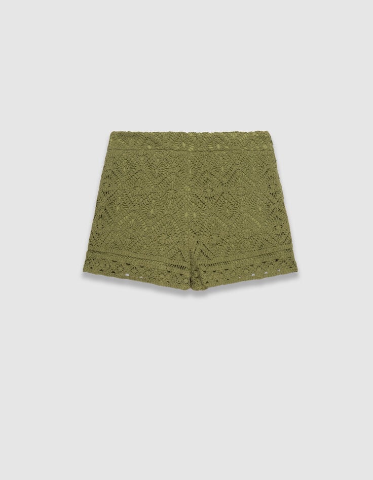 Short vert coton bio dentelle crochet Femme-5 Short vert coton bio dentelle crochet Femme-5