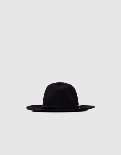 Women’s black felted wool hat with braid surround - IKKS
