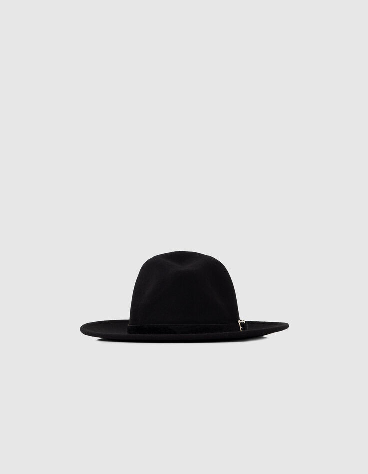 Women’s black felted wool hat with braid surround-1 Women’s black felted wool hat with braid surround-1