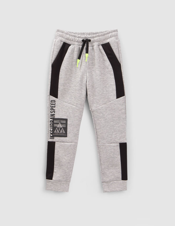 Graue Jungenjogginghose mit Details und Reflektoren-1